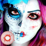 Cosplay 22mm Blood Burst White and Red Colored Contact Lenses