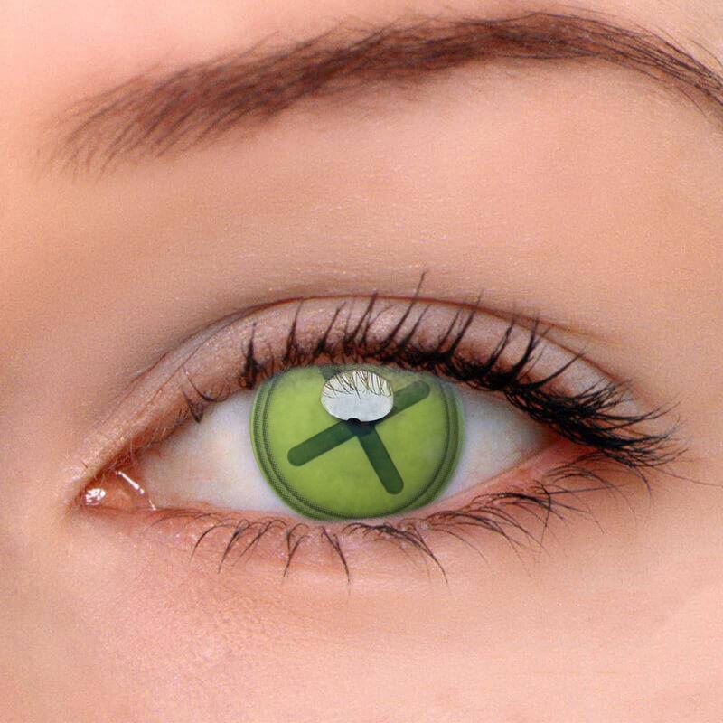 Halloween Button Eye Green Colored Contact Lenses