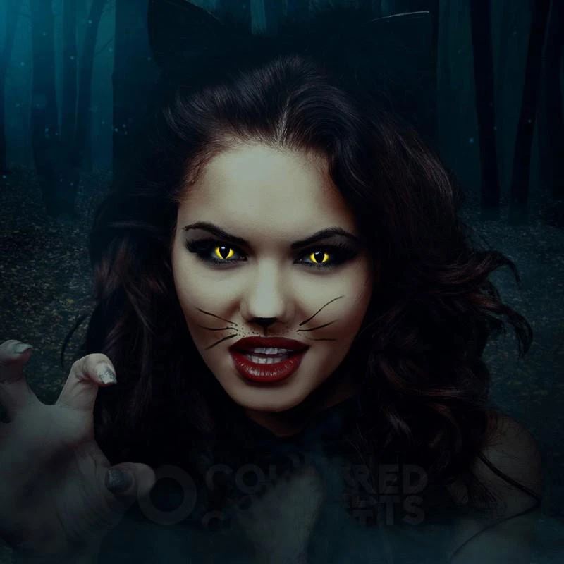 Halloween cat eye yellow Colored Contact Lenses