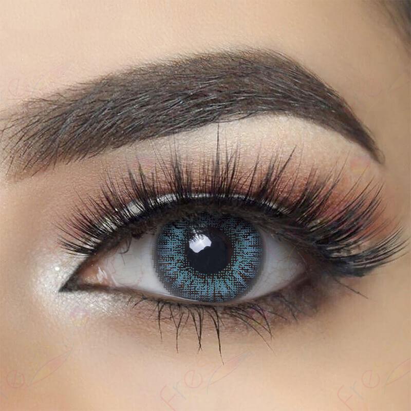Three Tone Brilliant Blue Prescription Colored Contact Lenses